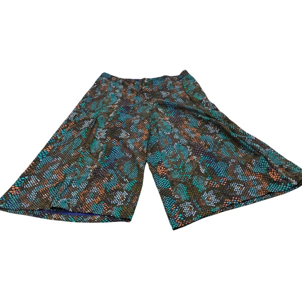 Anthropologie The Essential Culotte Womens 14 Blue Snakeskin Wide Leg Pants